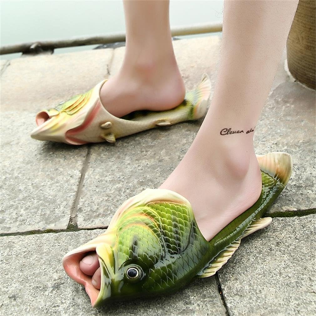 Uniqstore Sandals, Tricky Fish Slippers, Creative Fish-Style Beach Shoes, Fish Beach Slippers for Men. - Green, size: 44/45 EU – Bild 2