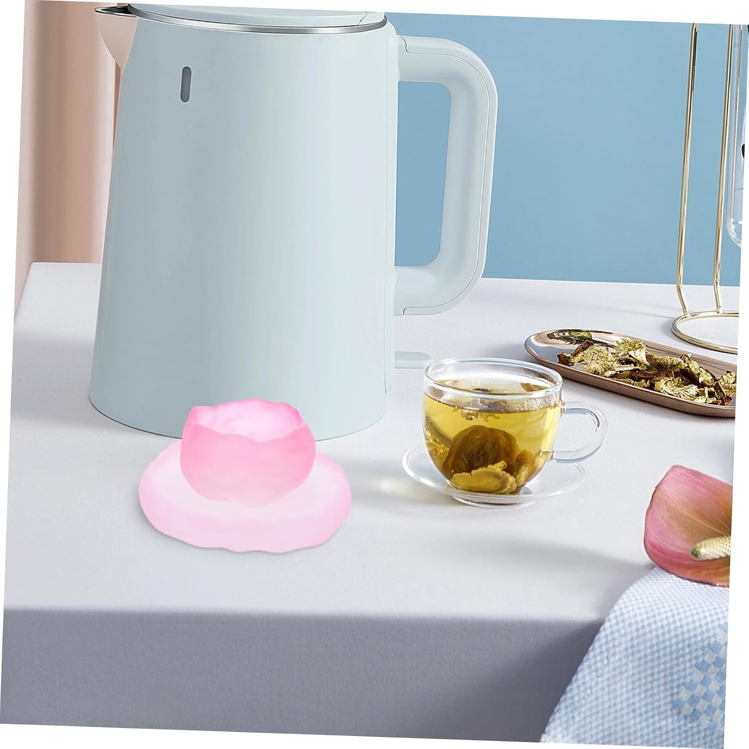 VALICLUD Rosa Teetassen aus Hitzebeständigem Glas 55ml mit Untertasse Geschenkset für Tee und Kaffee Genuss im Alltag – Bild 4