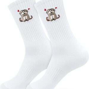 Animal Socks Animal Socks, Funny Socks with Animals, I Love You Gifts for Men and Women, Valentine’s Day Gift, Anniversary Gift for Him, Socks with Otter, Penguin, Sloth Motif
