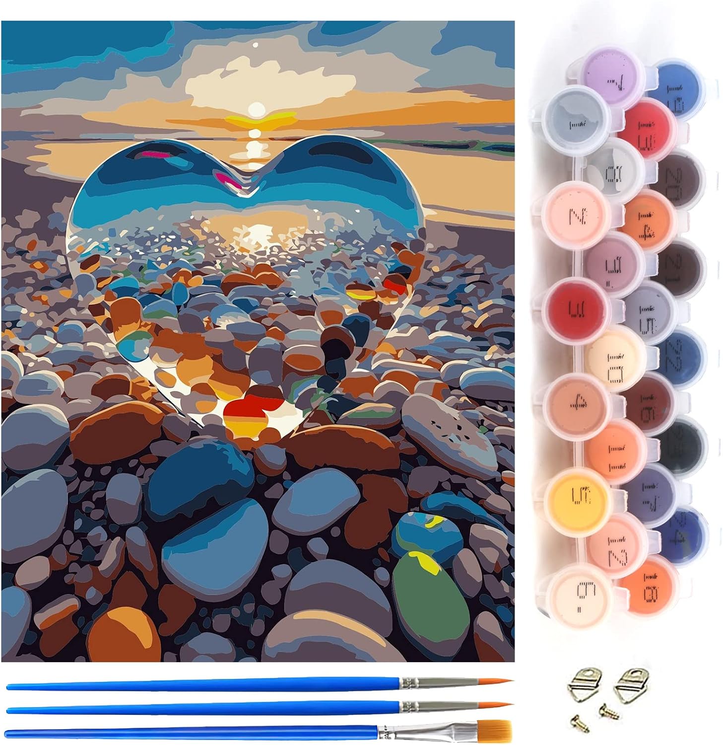 XINRANFF Paint by Numbers Adult Landscape Love Stone, Girls DIY Hand Painted Oil Painting Kit for Home Decoration Gift, Comes with Paint and Brush, 40 x 50 cm (Frameless) – Bild 2