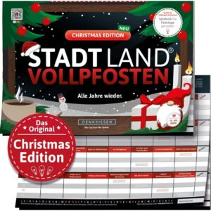 DENKRIESEN Stadt Land Vollpfosten Christmas Edition | DIN A4 Game Pad