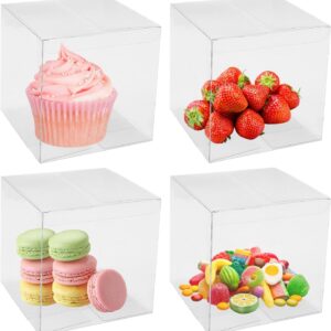 MAOQYE 10 Pieces 12 x 12 x 12 cm Transparent Wedding Gift Boxes with Protective Film, Large PVC Transparent Square Gift Boxes for Party Favor, Candy, Birthday Cake