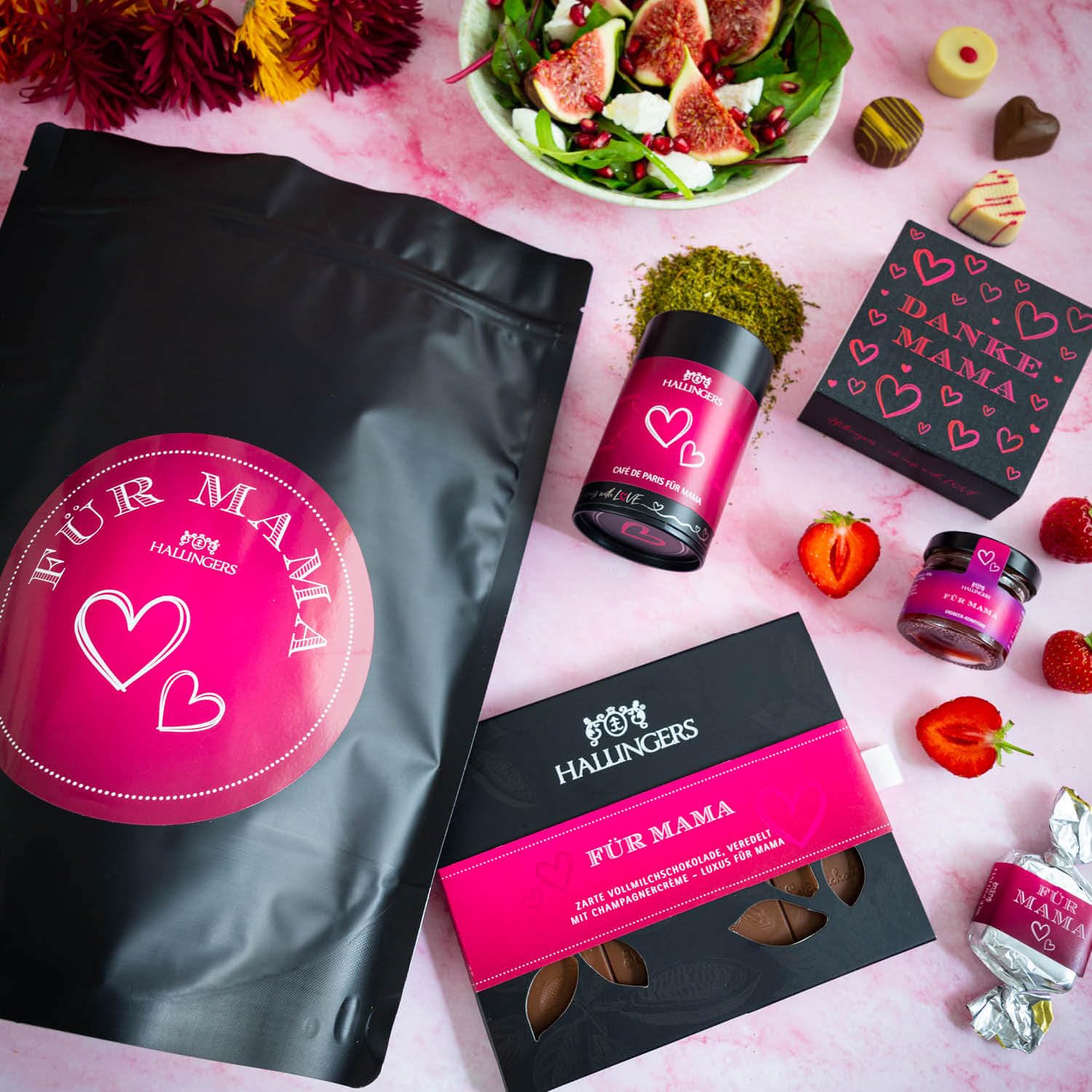 Hallingers Genuss Manufaktur Feinkost Mother's Day Gift Set – XXL Wonder Bag "Für Mama" Large Gift Nougat Almonds, Chocolates, Chocolate, Jam & Spice, Gift Idea for Mum Grandma – Bild 5