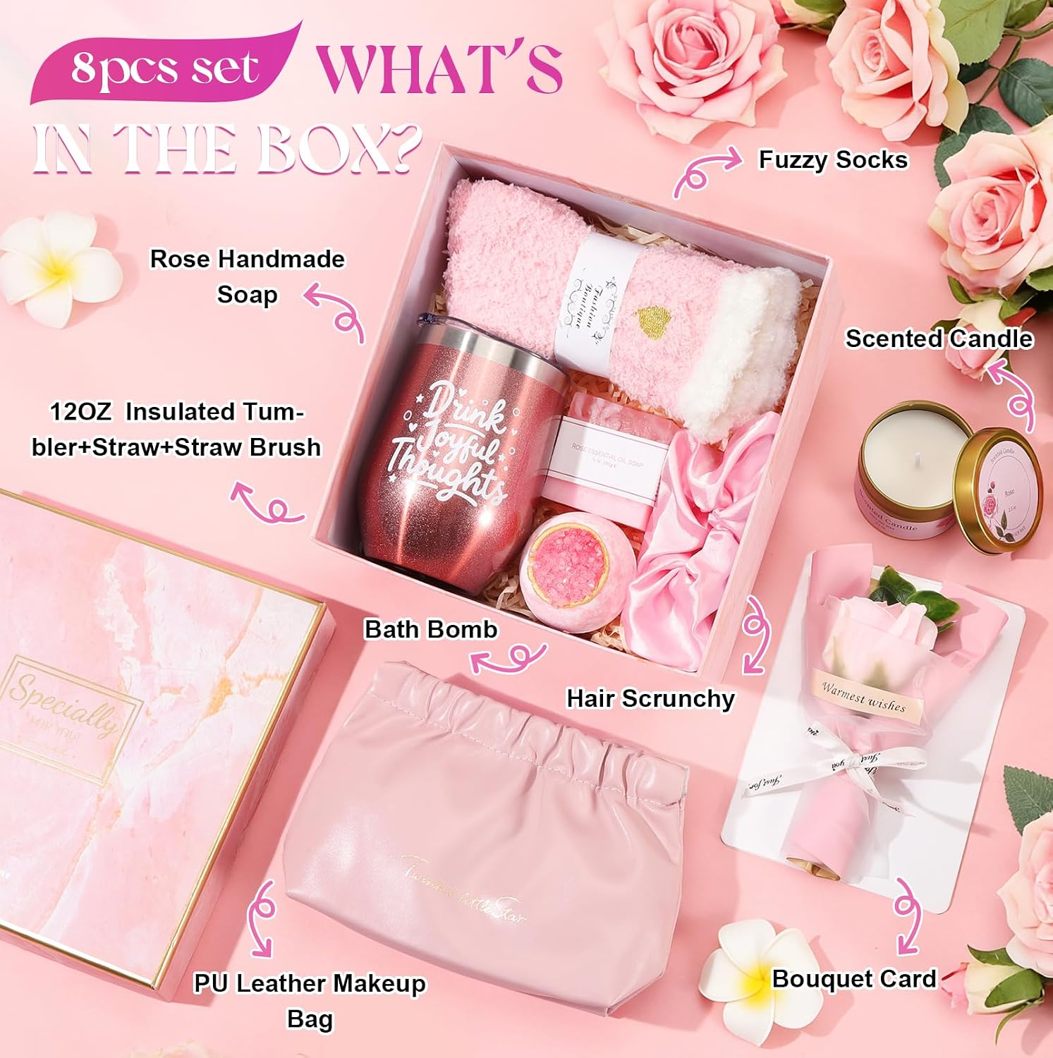 Birthday Gifts for Women, Get Well Basket for Her, Unique Wellness Set with Relaxation and Bath Set for Girls, Valentine's Day Gift Box for Girlfriends, Mother, Wife, Sister – Bild 2