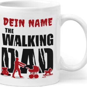 Personalised Dad Gift Idea | Walking Dad | Father Gift Mug for Birth Baby Father's Day Birthday (330 ml) with Desired Name