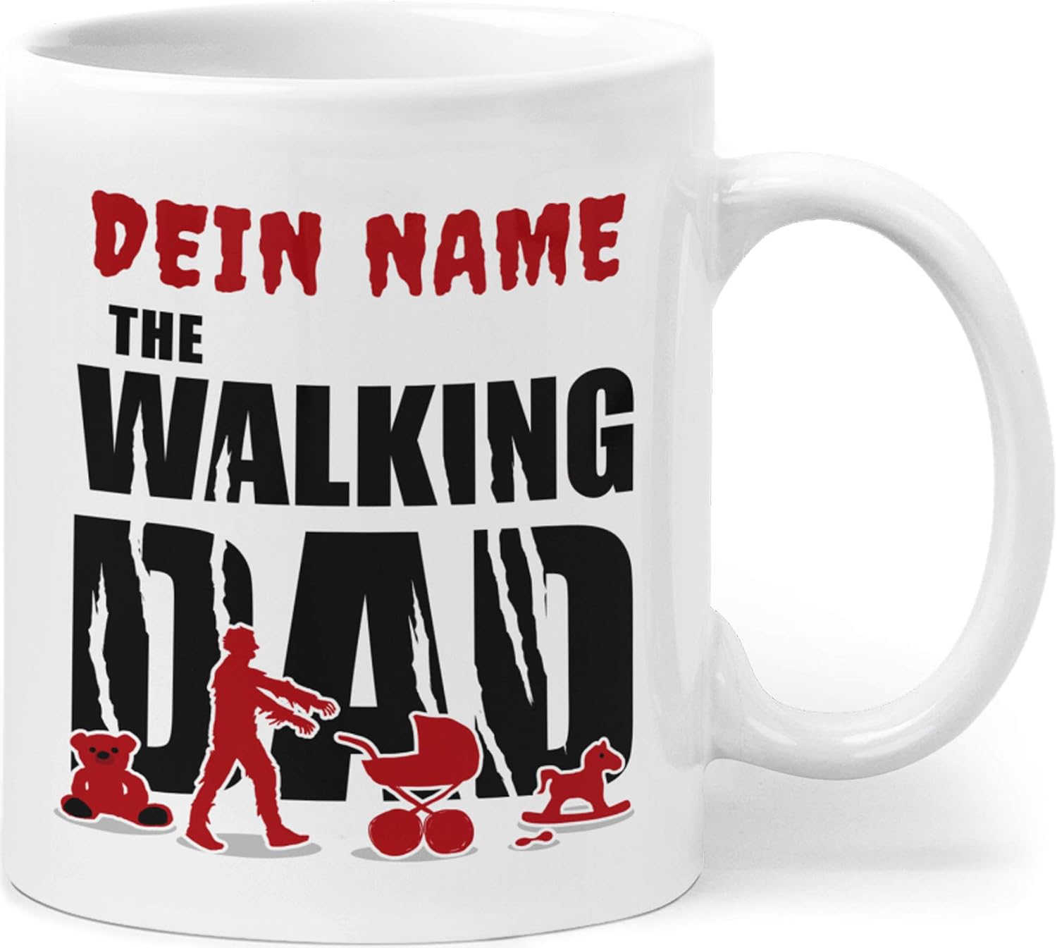 Personalised Dad Gift Idea | Walking Dad | Father Gift Mug for Birth Baby Father's Day Birthday (330 ml) with Desired Name