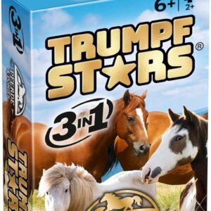 TRUMPFSTARS Horses and Ponies Card Game 3 in 1 – Trump Quartet Black Peter – 50 Cards Mega Pack – Horse Cards Game from 6 Years – for 2 or More Players – Plastic-Free Packaging