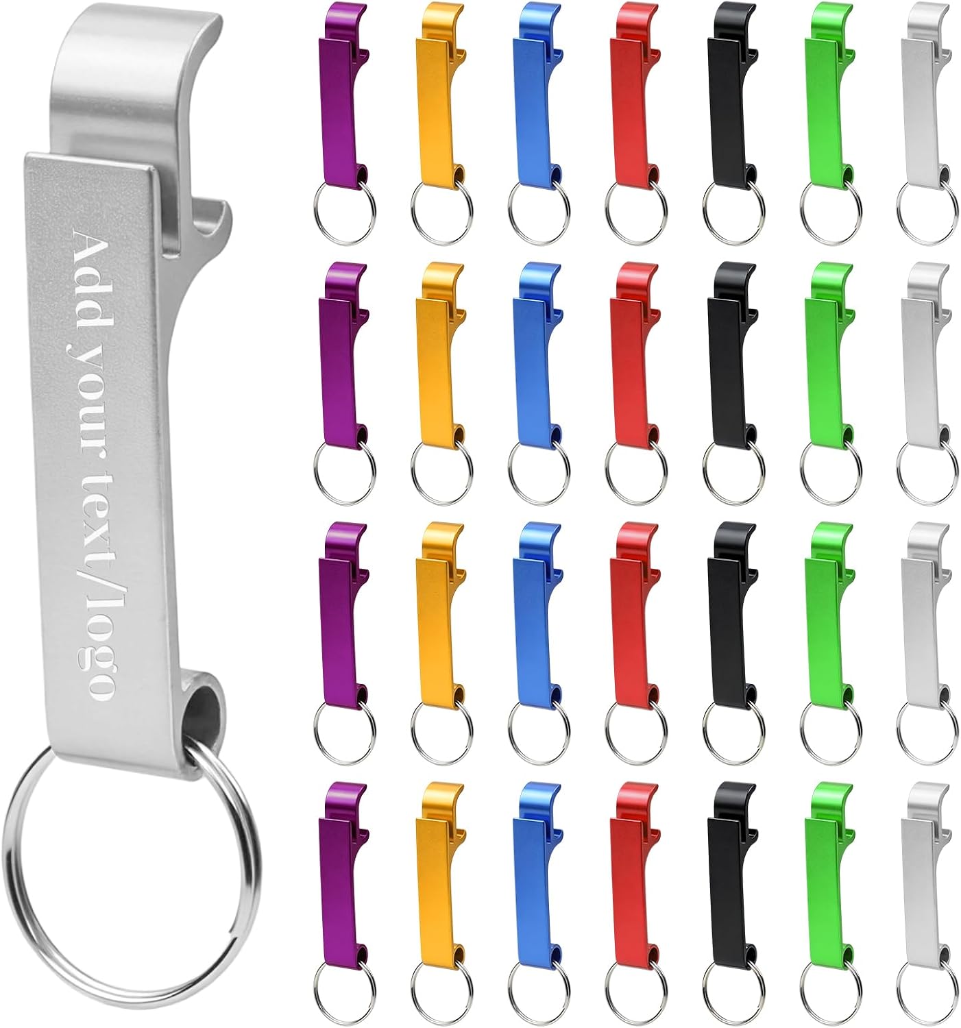 Pack of 42 Bottle Opener Keyrings, Beer Bottle Opener for Laser Engraving, Aluminium Beer Opener, Mini Bottle Opener Key Fob Bottle Opener for Bar Party Camping and Festivals (7 Colours)