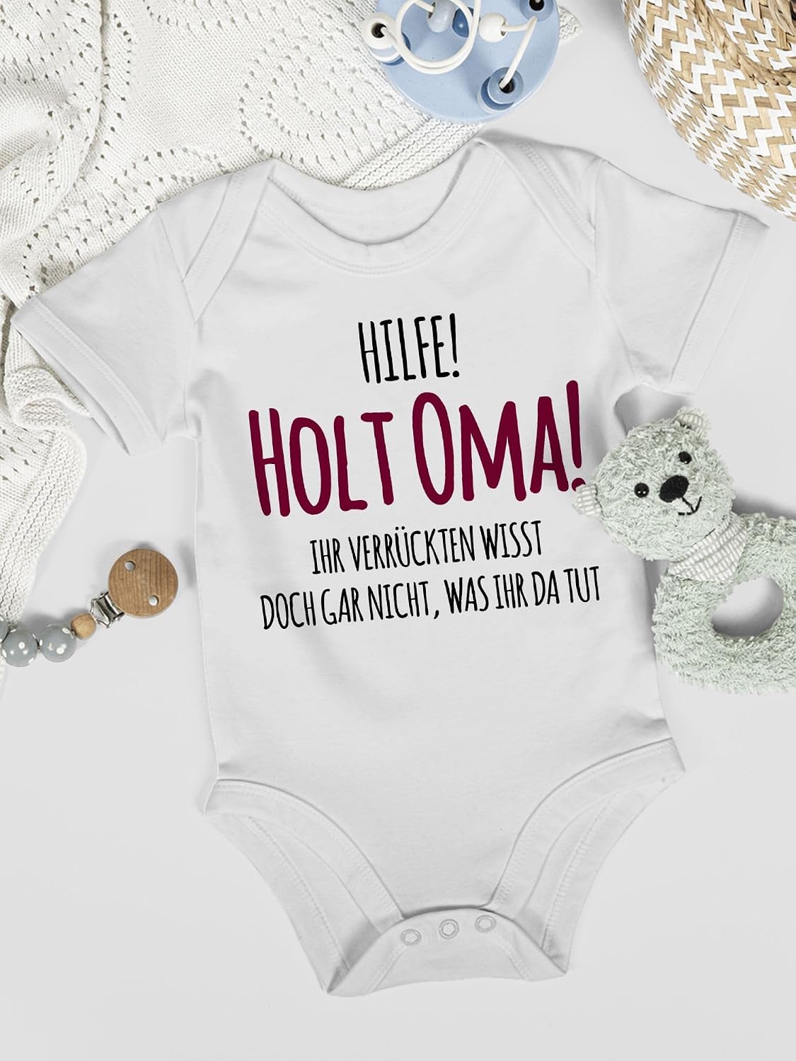 Shirtracer - Statement Sayings Baby - Help Holt Grandma - Baby Bodysuit Short-Sleeved for Boys and Girls – Bild 8