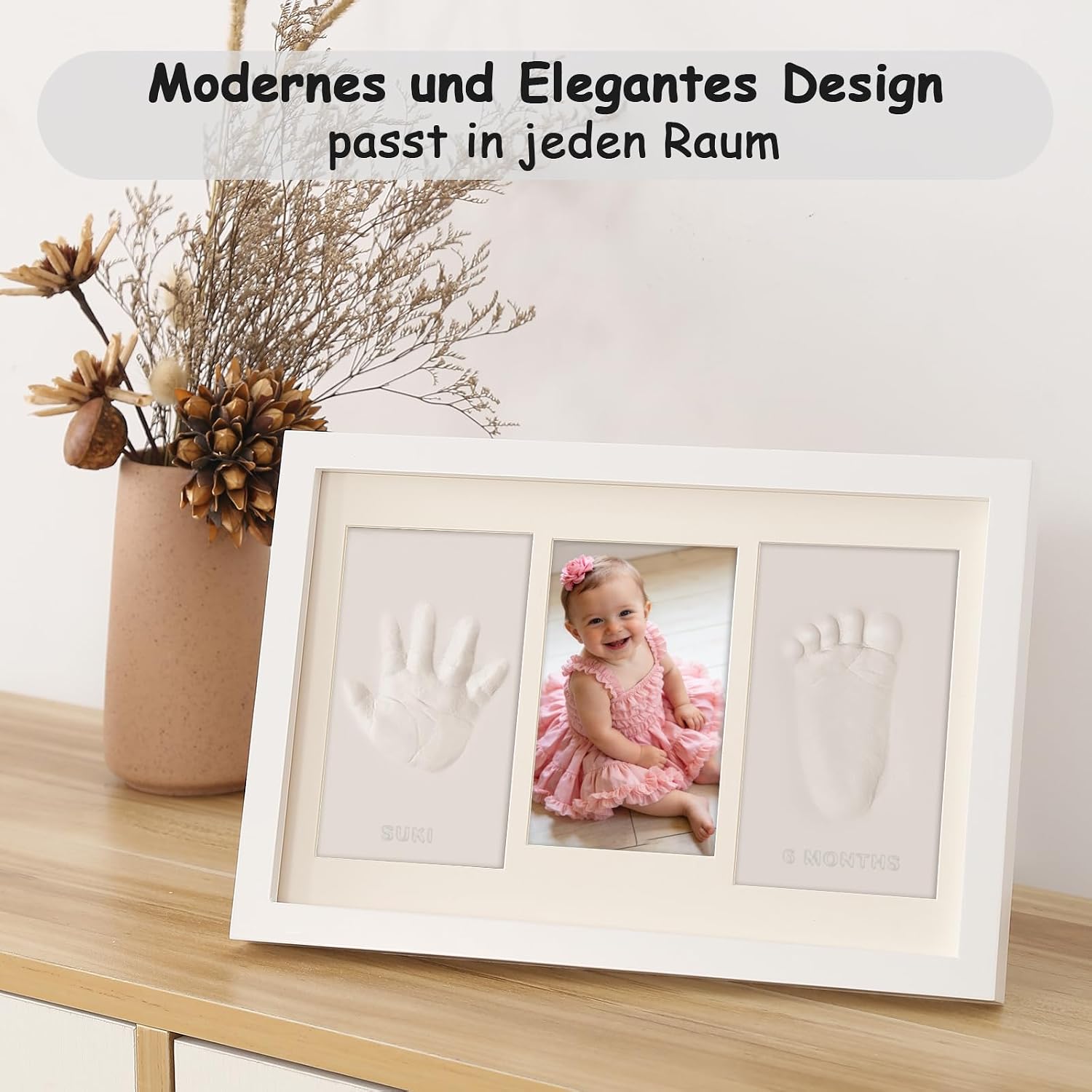 Baby Handprint and Footprint Set with Picture Frame - Keepsake Photo Framed Pictures for Newborns - Personalised Baby Milestone Gift - Memory Picture Frame - White – Bild 7