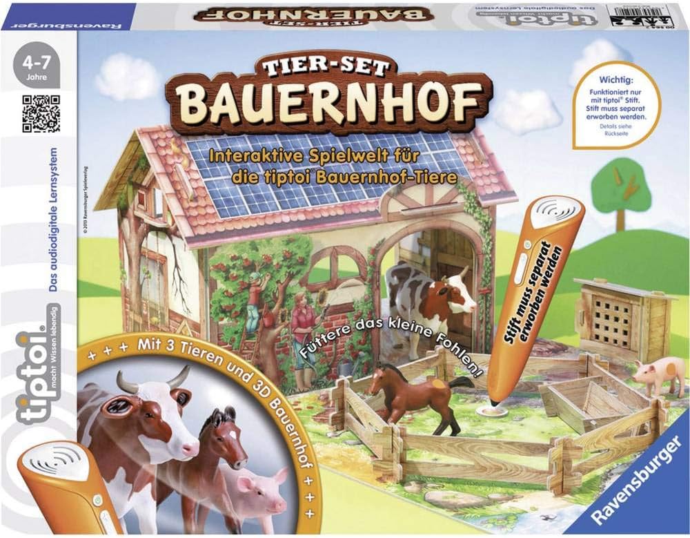 Ravensburger Tiptoi Animal Set Reiterhof - 00707 / Explore the Riding House and Take Care of the Horses Independently