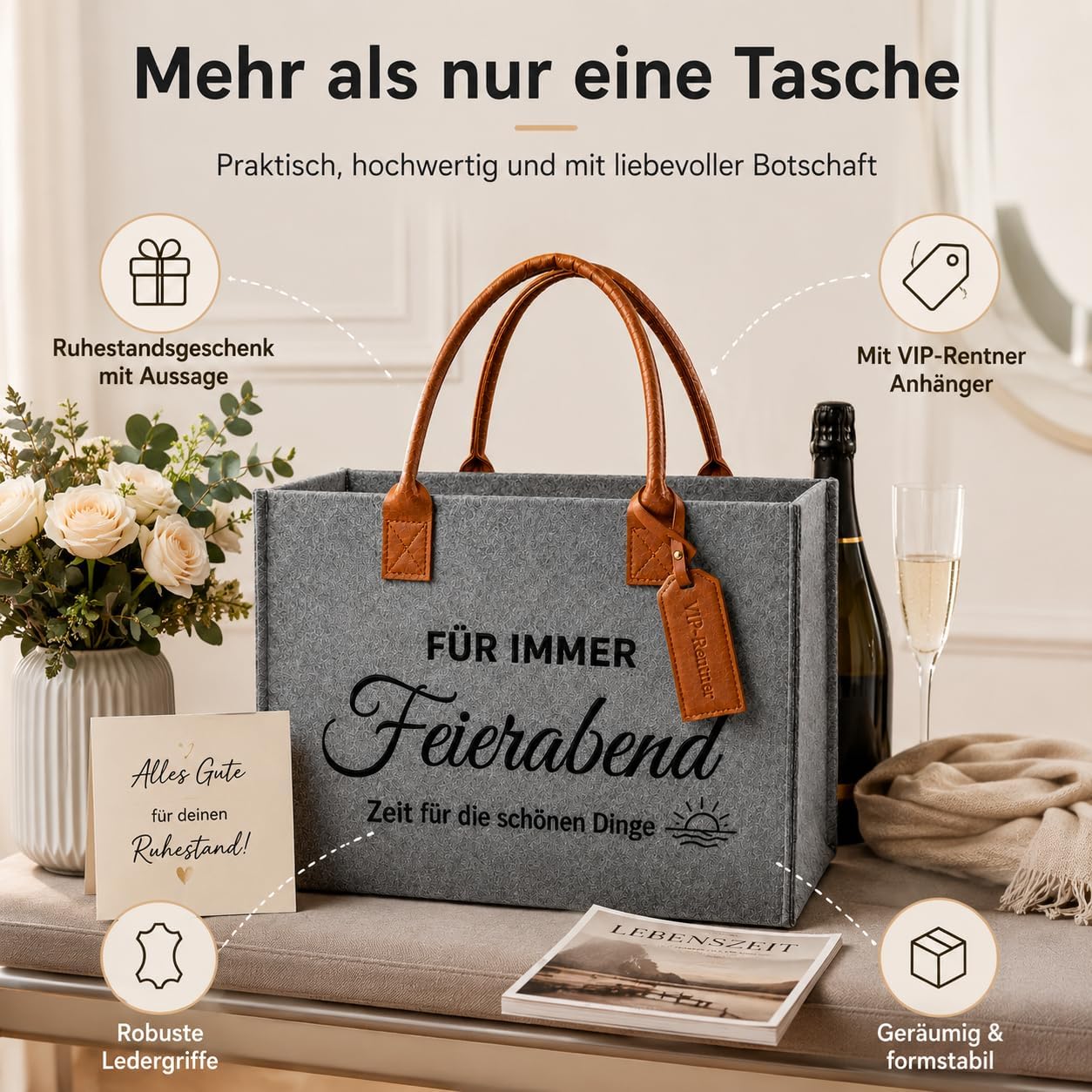 Retirement Gift Felt Bag Forever After Work as a Gift Basket for Retirees Gift Woman & Retirement Gift Woman for Farewell Colleagues – Bild 8