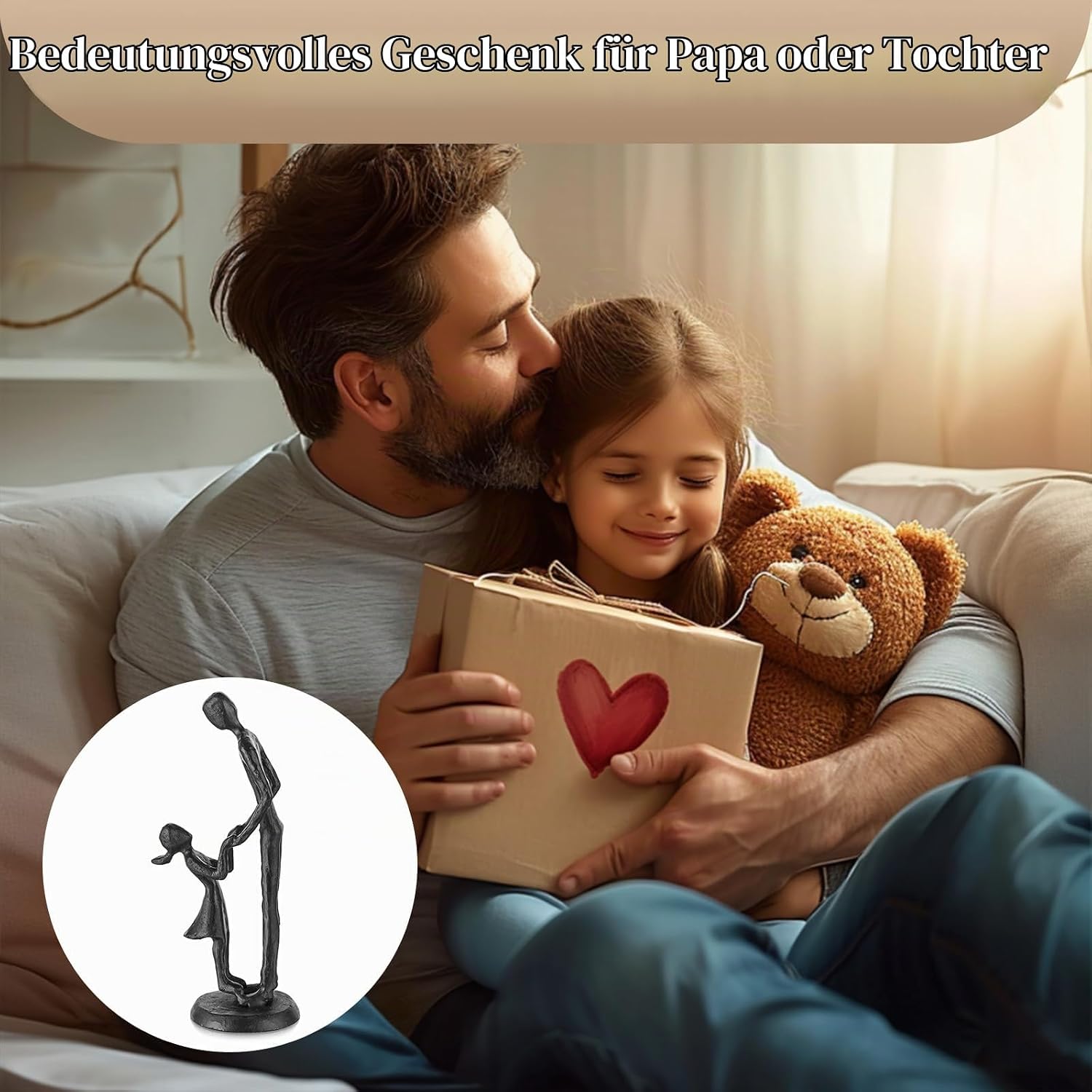Sziqiqi Gift Dad Birthday from Daughter: Iron Father Daughter Figurine – Bild 5