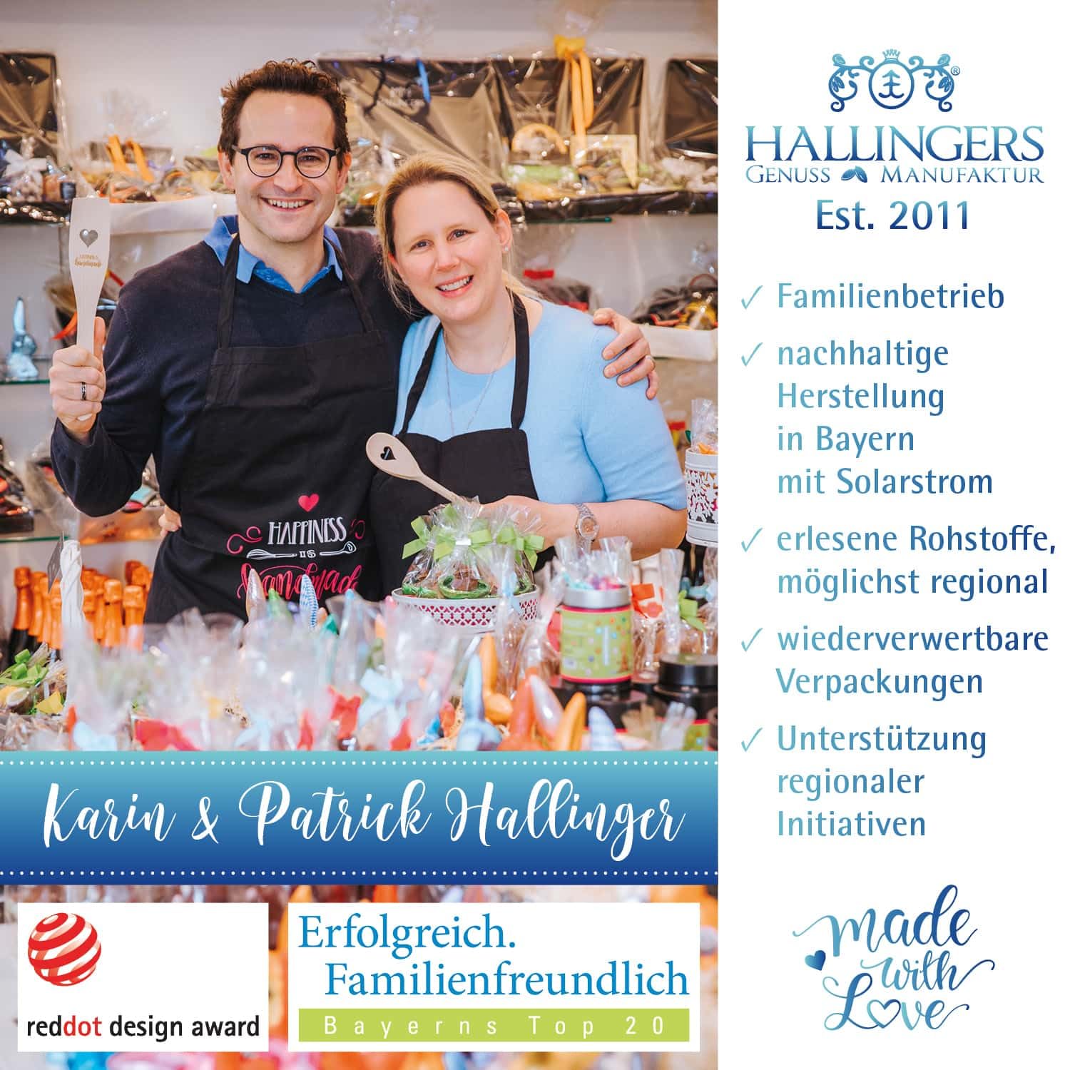 Hallingers Genuss Manufaktur Feinkost Father's Day Gift Set – XL Gift Basket "Father's Day Bag Blue" Large Gift Chocolate Bar, 9 Chocolates & Spice Rub, Gift Idea for Dad Grandpa – Bild 6