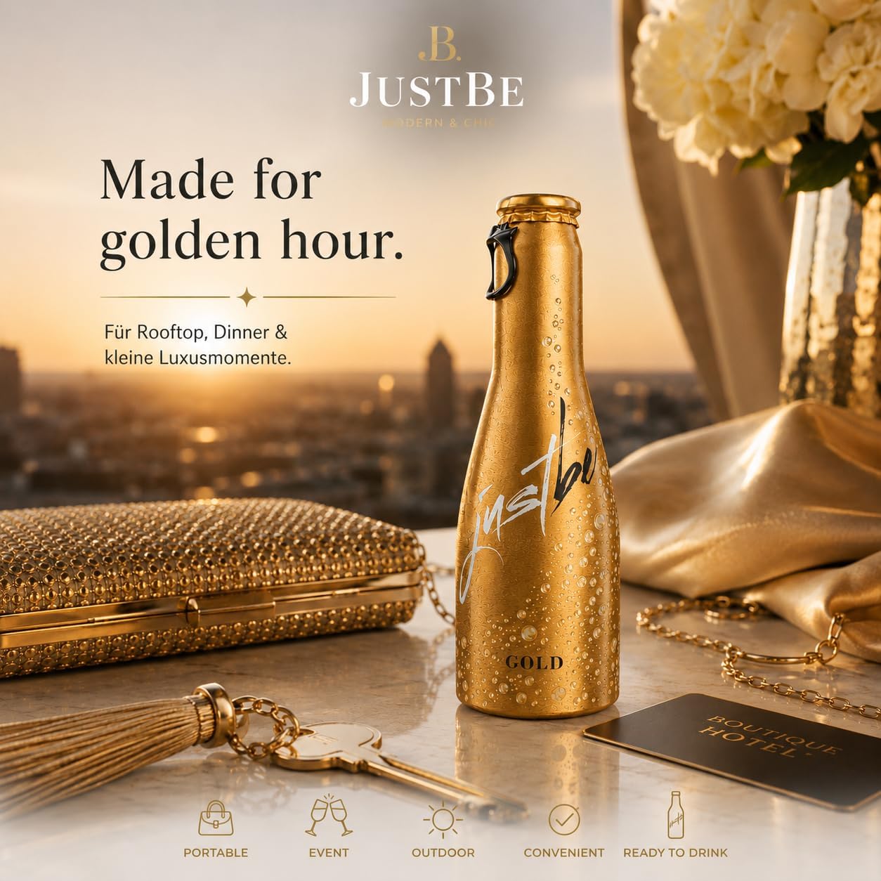 JustBe Gold Piccolo Frizzante l Sparkling Premium White Wine Aperitif (Sparkling Wine, 12 x 0.2 L) – Bild 3
