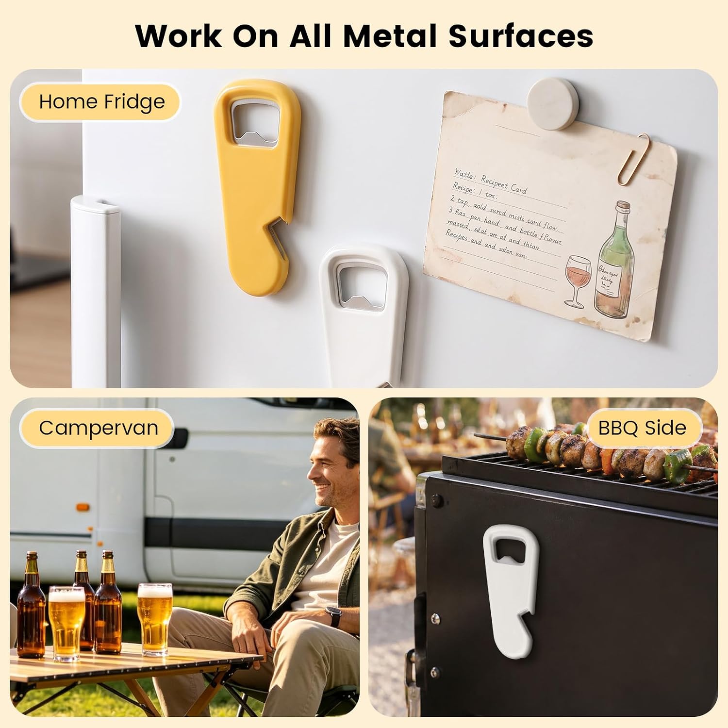 Set of 2 Magnetic Bottle Opener, 3-in-1 Beer Opener with Lid Catcher – Bild 3