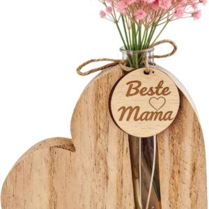 Christmas Gifts for Mum, Mother Gifts for Birthday, Heart-Shaped Wooden Board with Artificial Flowers, Gift Idea for Mum, Mother’s Day Gift, Mother’s Day Gift