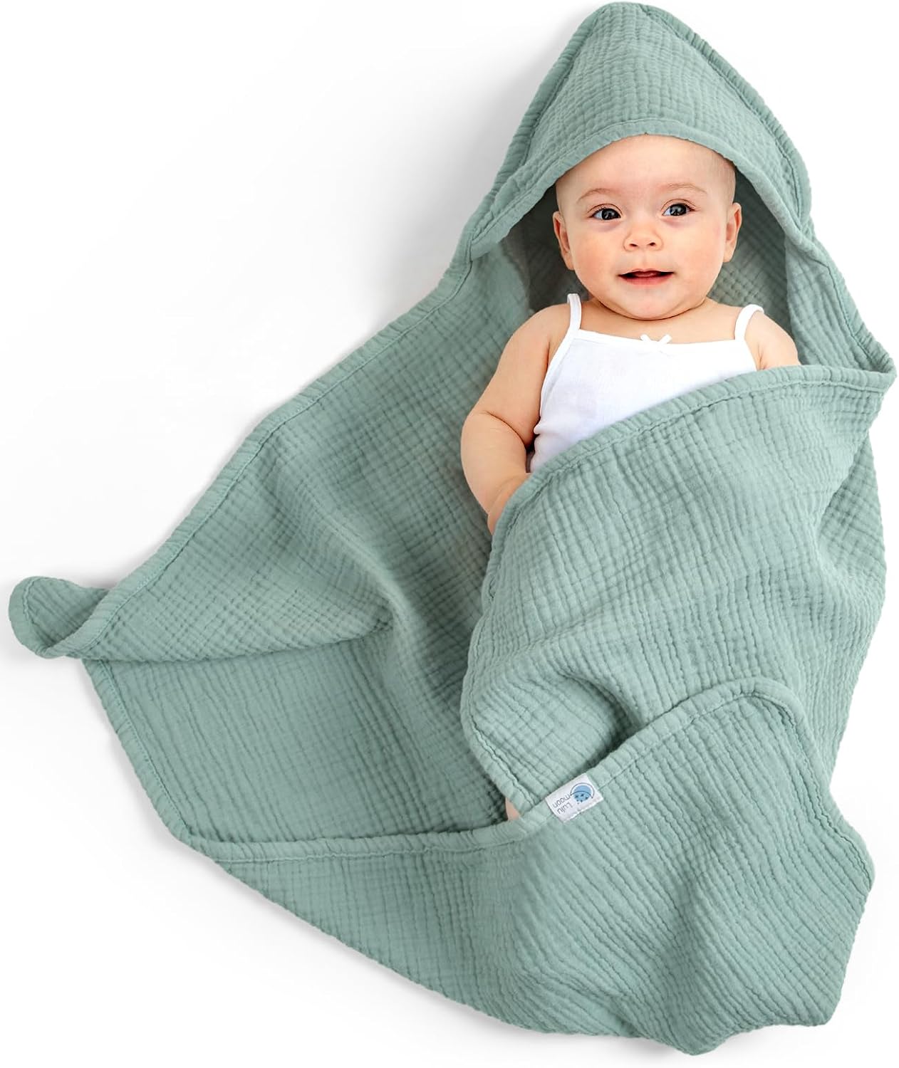 lulumoon Hooded Towel Baby Muslin Cotton: 76 x 76 cm for 0-18 Months