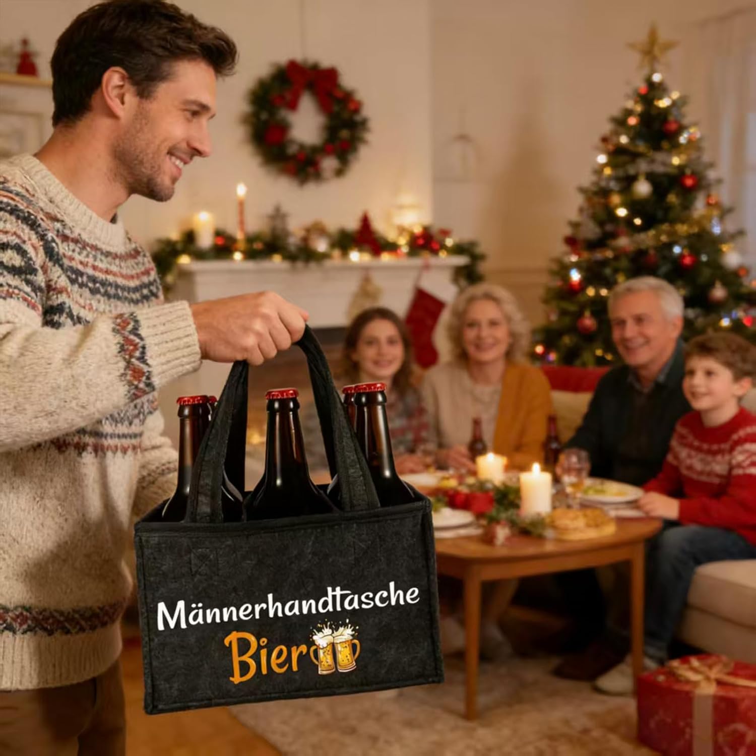 Men's Beer Handbag, Funny Gifts for Men, Men's Gifts, Birthday Gift for Men, Reusable Bottle Bag for Grandpa, Dad, Father Gift, Men's handbag beer – Bild 2