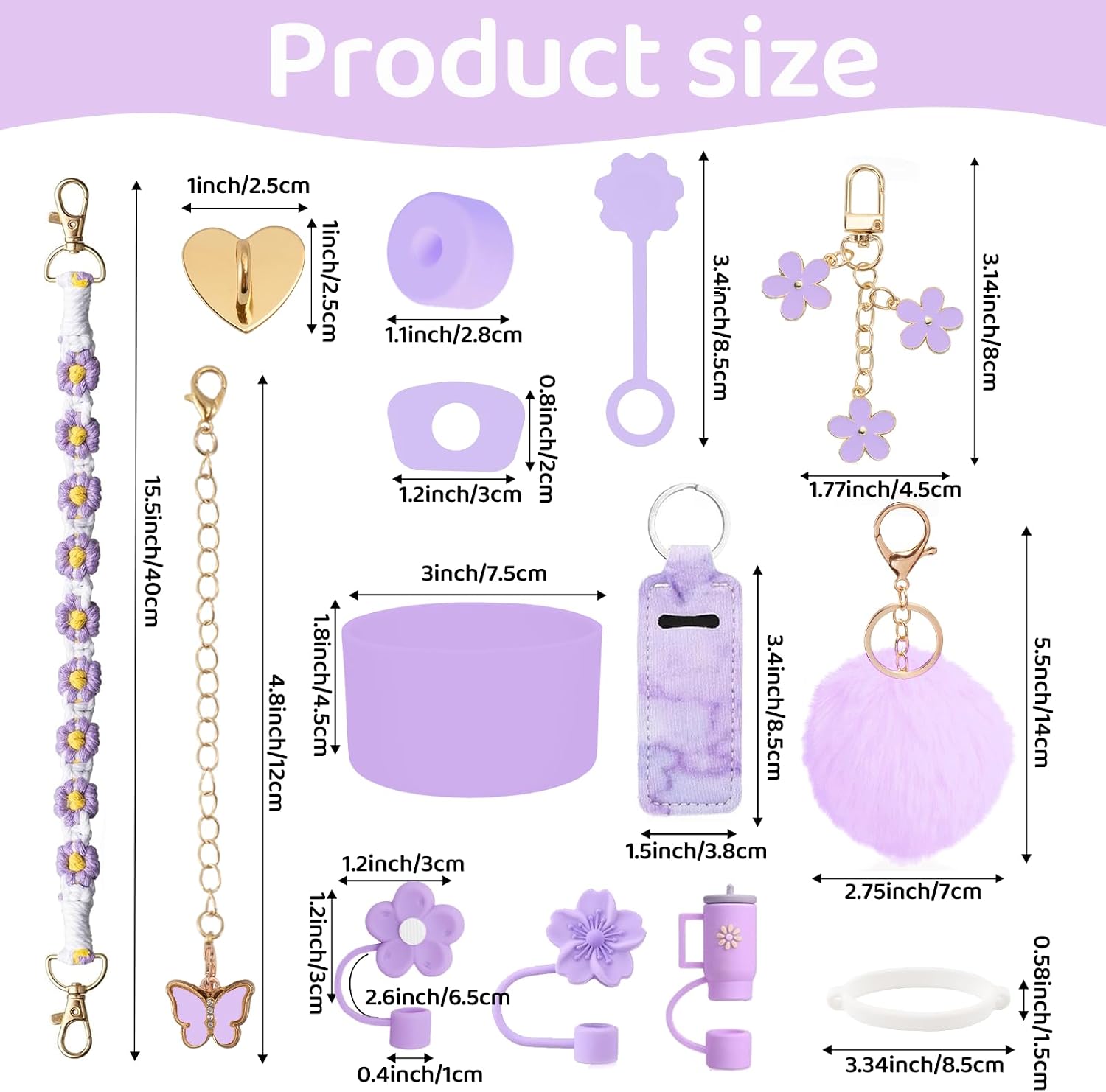 Stanley Cup Accessories, Stanley Cup Accessories for Stanley Cup 800 ml - 1100 ml, Stanley Cup Accessory Set, Stanley Quencher Accessories, Stanley Cup Accessories Purple (Cup Not Included) Pack of 15 – Bild 2