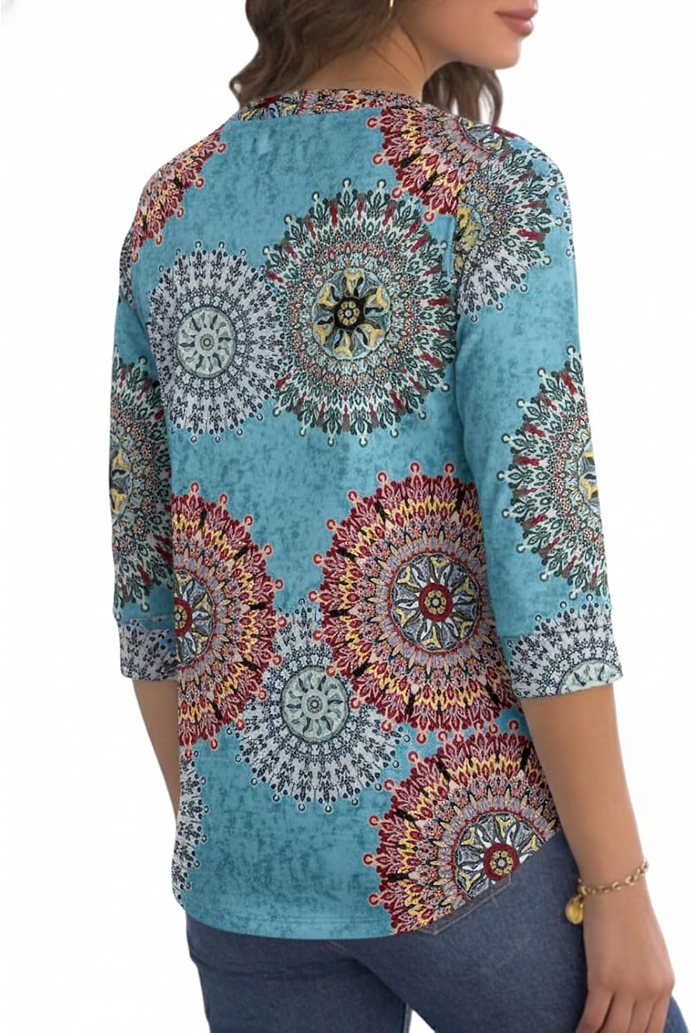 Cuptacc Women's Summer V-Neck 3/4 Sleeve Top Elegant Business – Bild 4