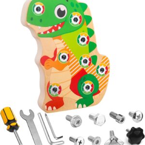 Montessori Toy from 3 Years, Busy Board Dino Screw Board Wooden