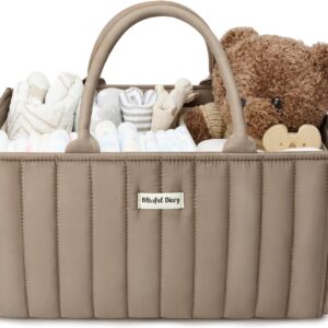 Blissful Diary Nappy Caddy Organiser, Baby Diaper Caddy for Nappy Station, Stylish Storage Basket for Newborn Essentials, Baby Shower Gifts for Girl or Boy, Mocha Brown