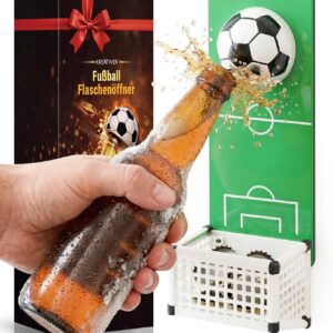 Football Bottle Opener Wall with Collection Container - Magnetic Beer Opener in Gate Design, Funny Football Decoration for Bar, Kitchen, Party Room, Beer Gift for Men, Dad, Husband, Football Fans