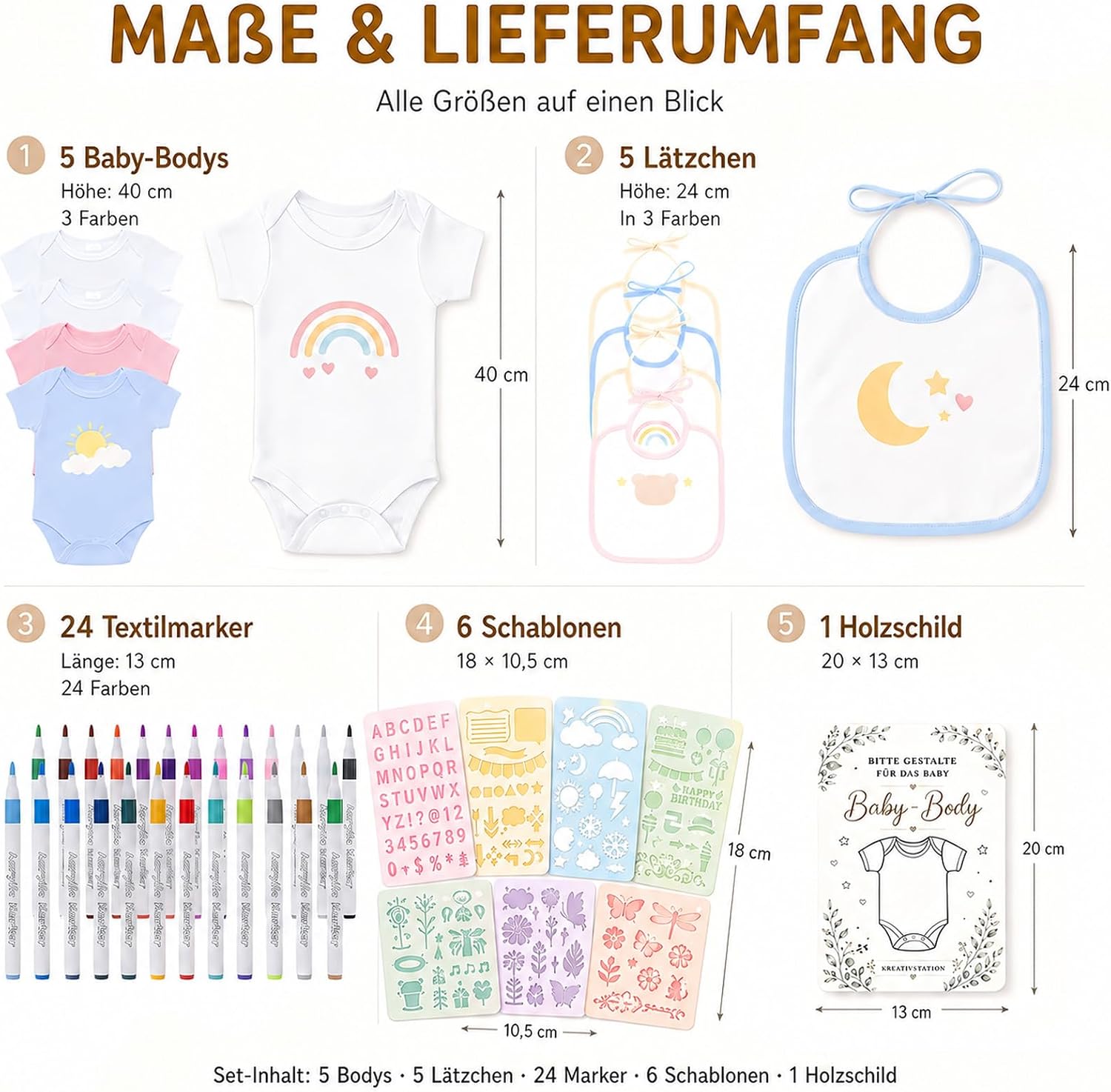 41 Piece Paint Bibs Baby Bodysuit to Paint - Baby Shower Games – Bild 5