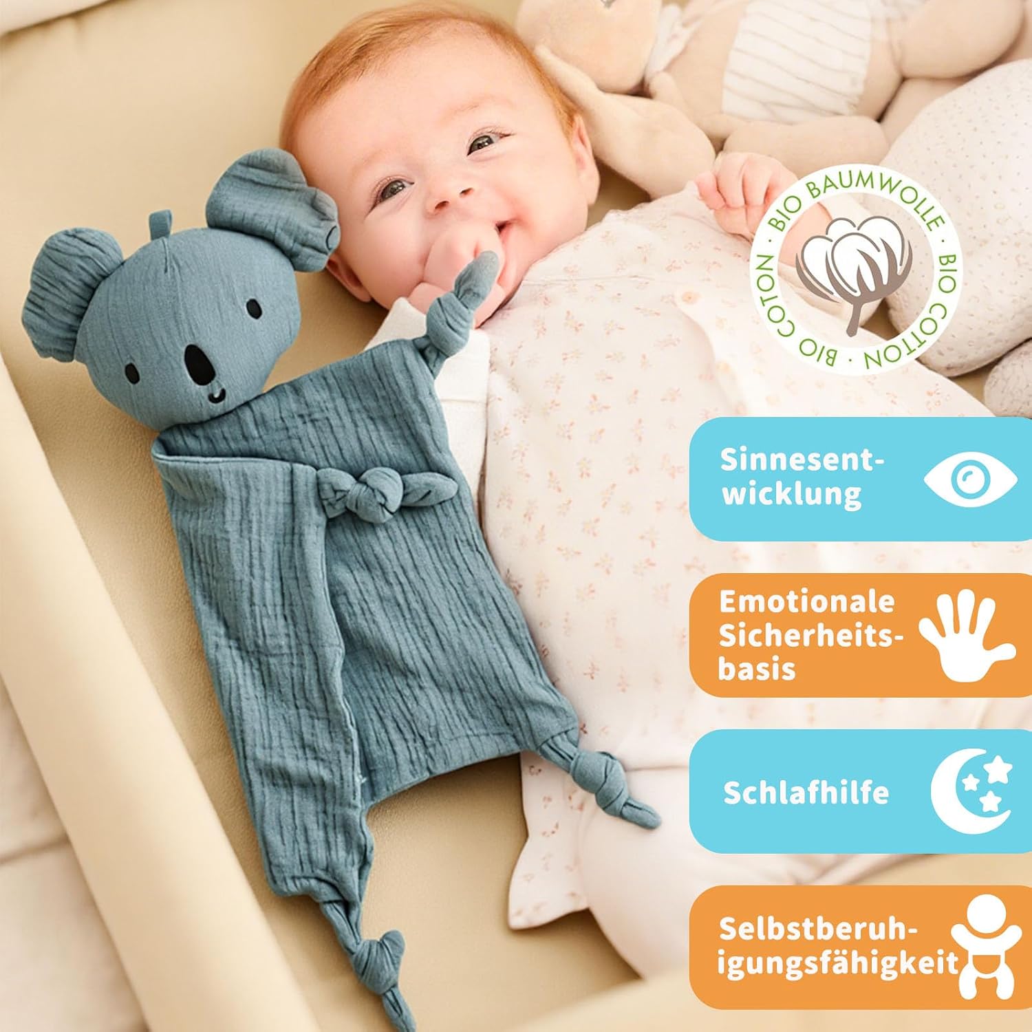 Giftota Baby Gift Boys Girls Newborn Gift Including Nappy Bag, Koala Cuddle Cloth, Milestone Cards Baby Wood, Baby Socks, Cake Decoration Wood, Card for Birth and LED Fairy Lights – Bild 4
