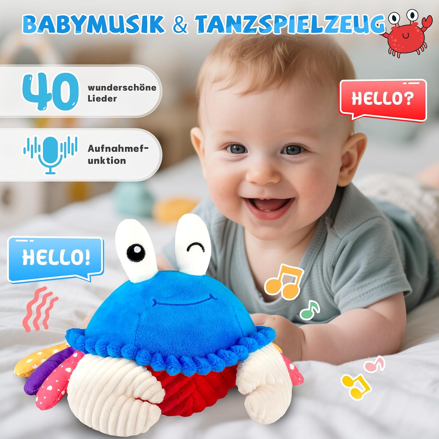 SAIMAND Crab Baby Toy 6-12 Months, Musical Crawling Toy – Bild 2