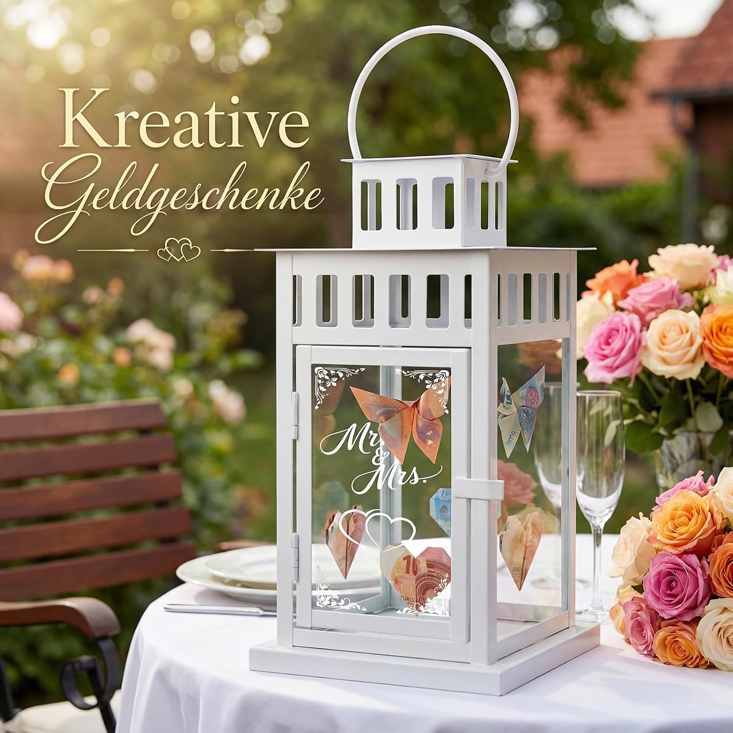 BBTO Mr & Mrs Wedding Lantern with 2 m LED Lights 27 x 15 x 15 cm – Bild 5