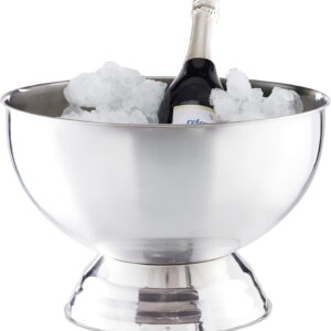 Relaxdays Champagne Cooler Bowl, XXL Ice Cube Tray for Wine, Silver