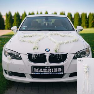 Orchid Hearts Bride Couple Rose Decoration Wedding Car Wedding Car Decoration Garland Car (Ecru)