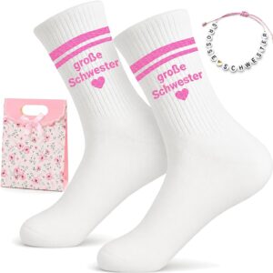 Big Sister Gift Set Girls, Children’s Socks Big Sister with Bracelet and Gift Bag, Gift for Birth Girl, I Become a Big Sister, Siblings Gift for Sister