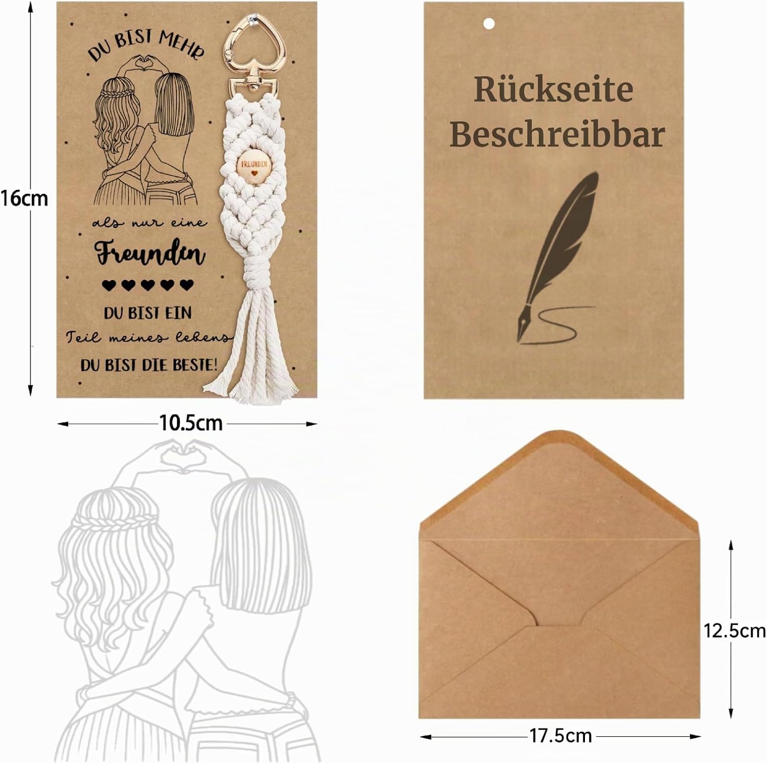 Gift Girlfriend Birthday Keyring with Card Best Friend – Bild 3