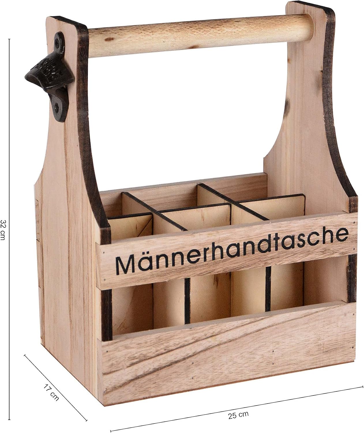 UNUS Home Men's Handbag, Beer, Wooden Bottle Carrier for 6 Bottles, Beer Carrier with Bottle Opener, Gift Idea Men, Birthday, Father's Day – Bild 2