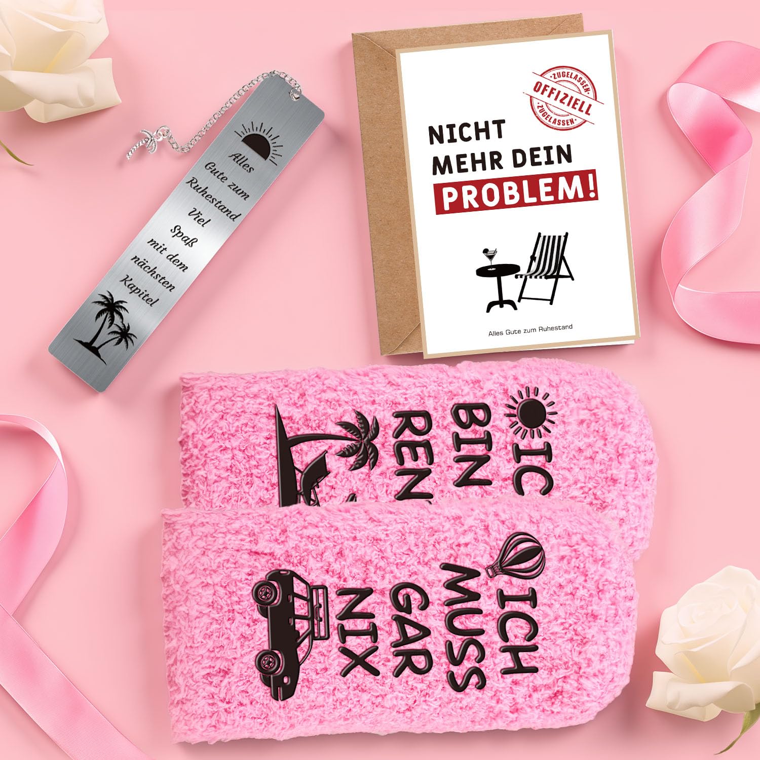 Giftota Retirement Gift Box Women, Retirement Entry Gift Woman Farewell Colleague, Pink Thermal Mug Wellness Gift Box, Funny Socks Retirement Pension, Farewell Gift Colleague – Bild 4