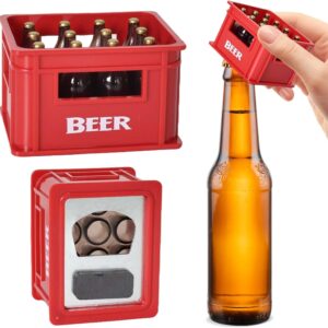 Bottle Opener with Magnet, Pack of 2 Fridge Magnets Beer Crates Design, Miniature Beer Bottles, Beer Opener Funny for Men Bartender Party Kitchen Bar