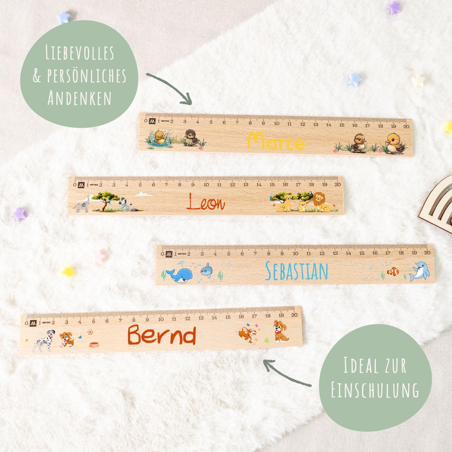 GRAVURZEILE Personalised Ruler for First Day of School 2026 in Various Designs with Name and Motif - 20 cm Wooden Ruler - Gift for Back to School or First Day at School - for Boys and Girls – Bild 5