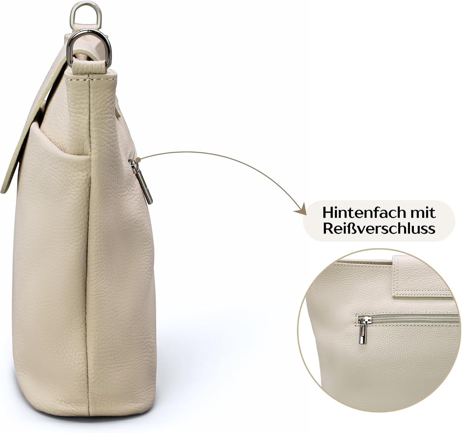 Brise Art Ellie Women's Genuine Leather Shoulder Bag Handmade Crossbody Bag with Leather Strap + Optional Wide Patterned Straps 6 Compartments Waterproof Stylish Shoulder Bag Made in Italy – Bild 7