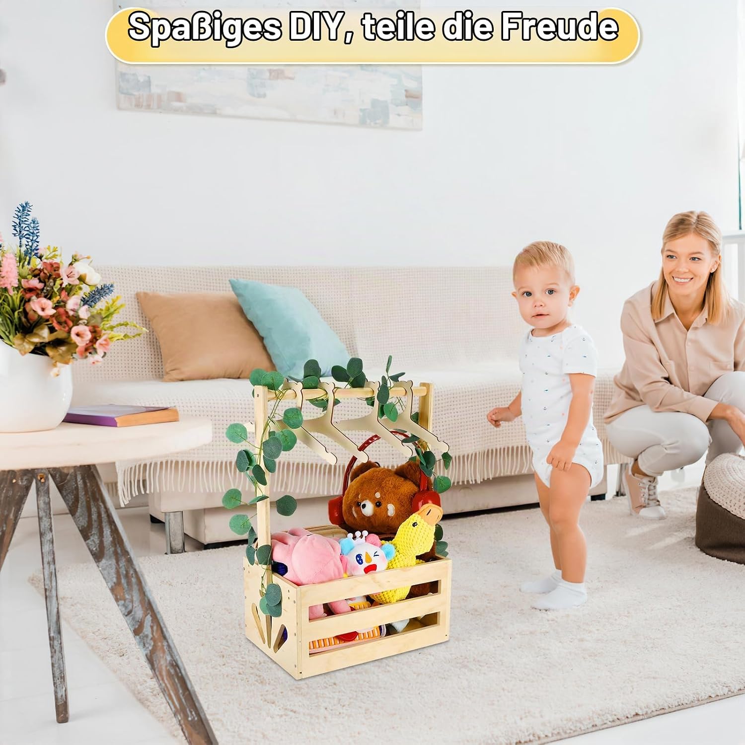 Baby Shower Gift Box Basket for Baby Personalised Gifts with Wood – Bild 5