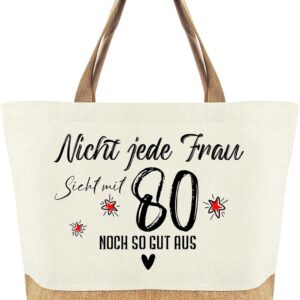 80th Birthday Gift Women Jute Bag – Not Every Woman Looks So Good At 80 – Cotton Bag Personalised Shopping Bag Ladies Gifts for Wife Mum Grandma Women Birthday