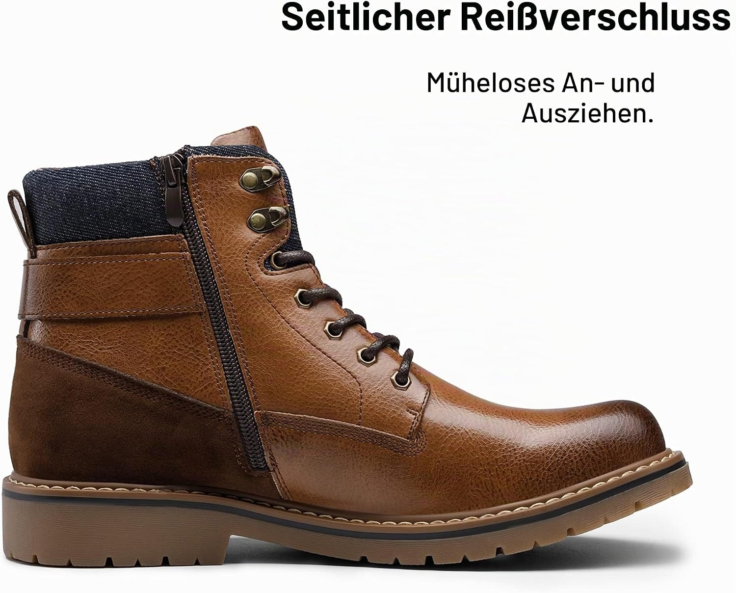 Bruno Marc Men's Lace-Up Motorcycle Boots – Bild 4