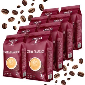 EMILIA Crema Classico Coffee Beans 8 x 1 kg - Premium Coffee Whole Beans - Medium Roast (Thickness 3/5) - Matched to Fully Automatic Coffee Machine & Portafilter - as Café Crema, Latte & Café au Lait
