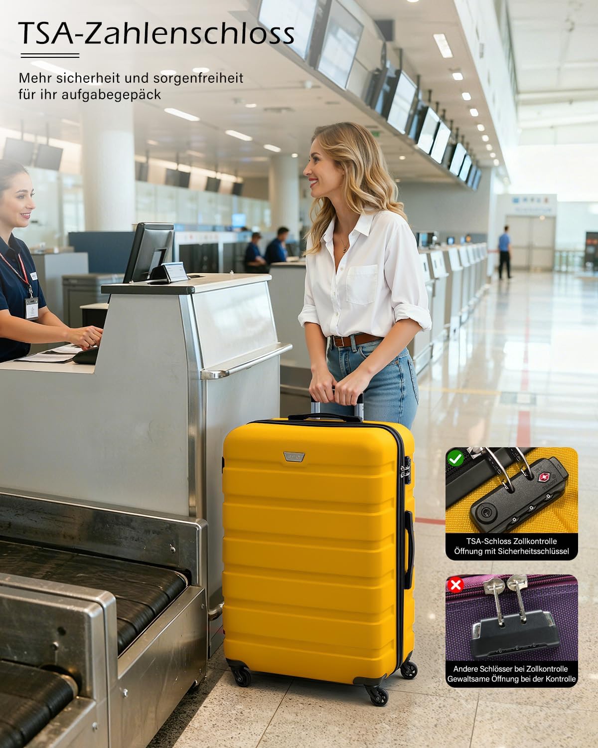 Coolife Medium Suitcase, 67 cm L, PC + ABS, Travel Suitcase with Spinner Wheels – Bild 6