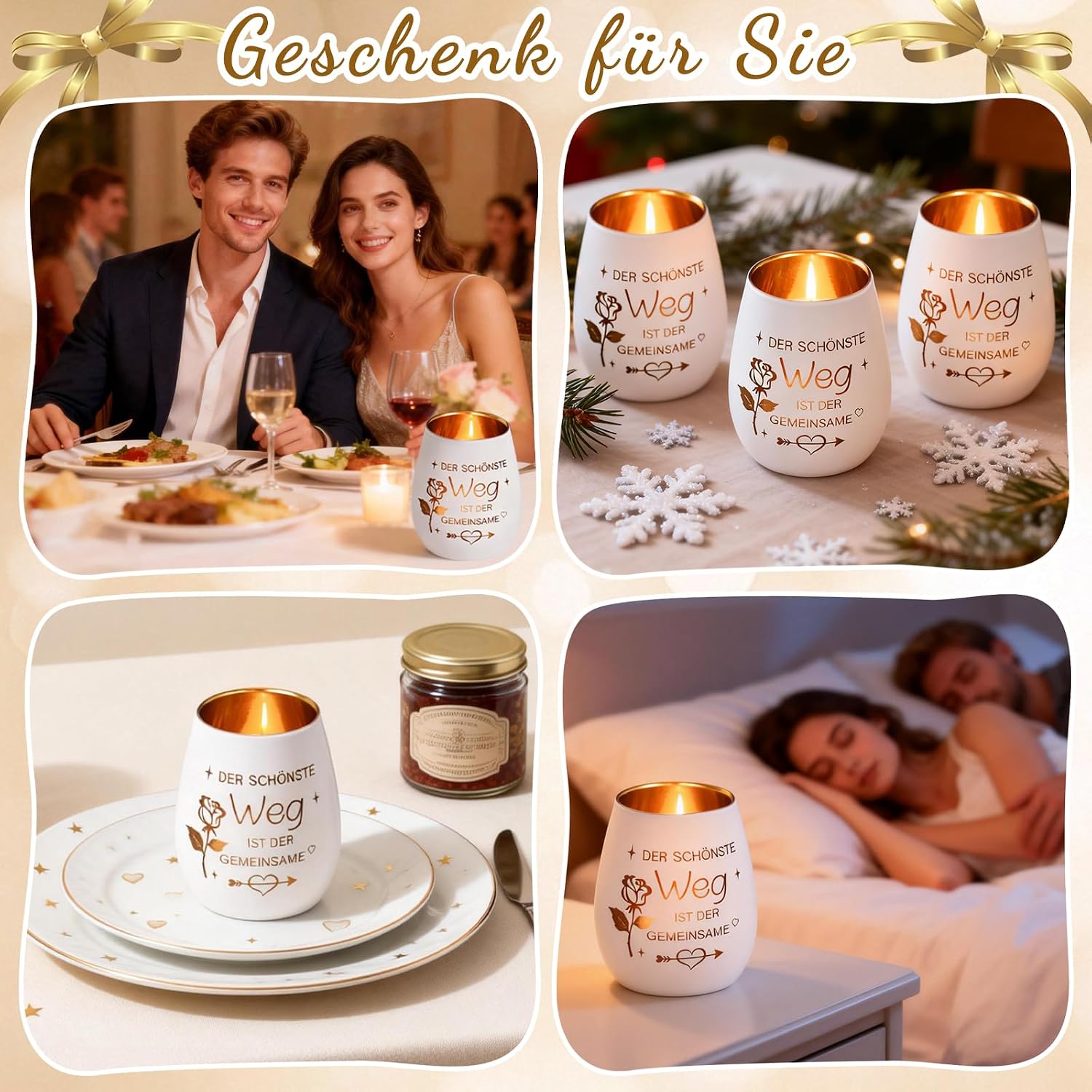 Wedding Gifts Engagement Gift Women Valentine's Day Personalised Anniversary Gift Romantic Lantern Glass with Engraving for Girlfriend Wife Bride and Groom Couple – Bild 4