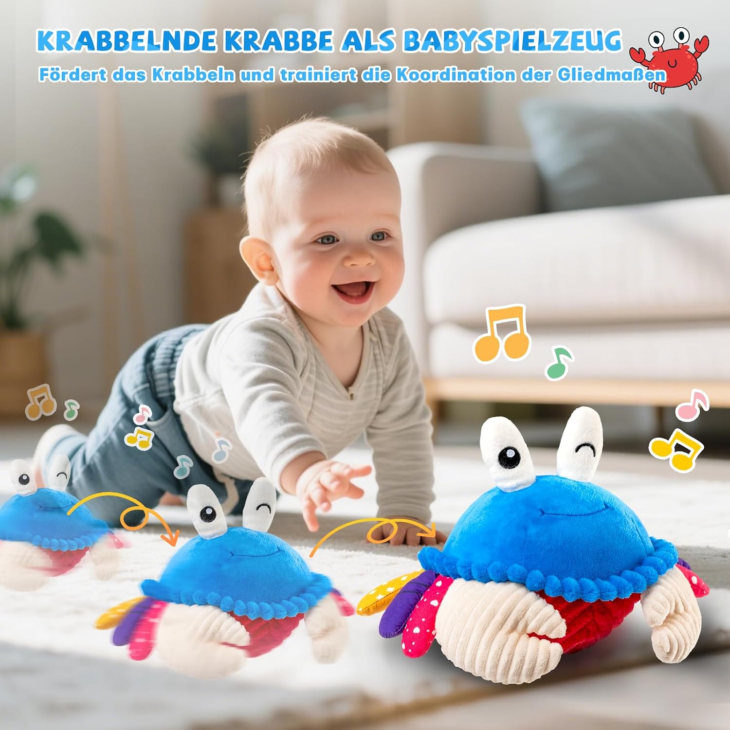 SAIMAND Crab Baby Toy 6-12 Months, Musical Crawling Toy – Bild 3
