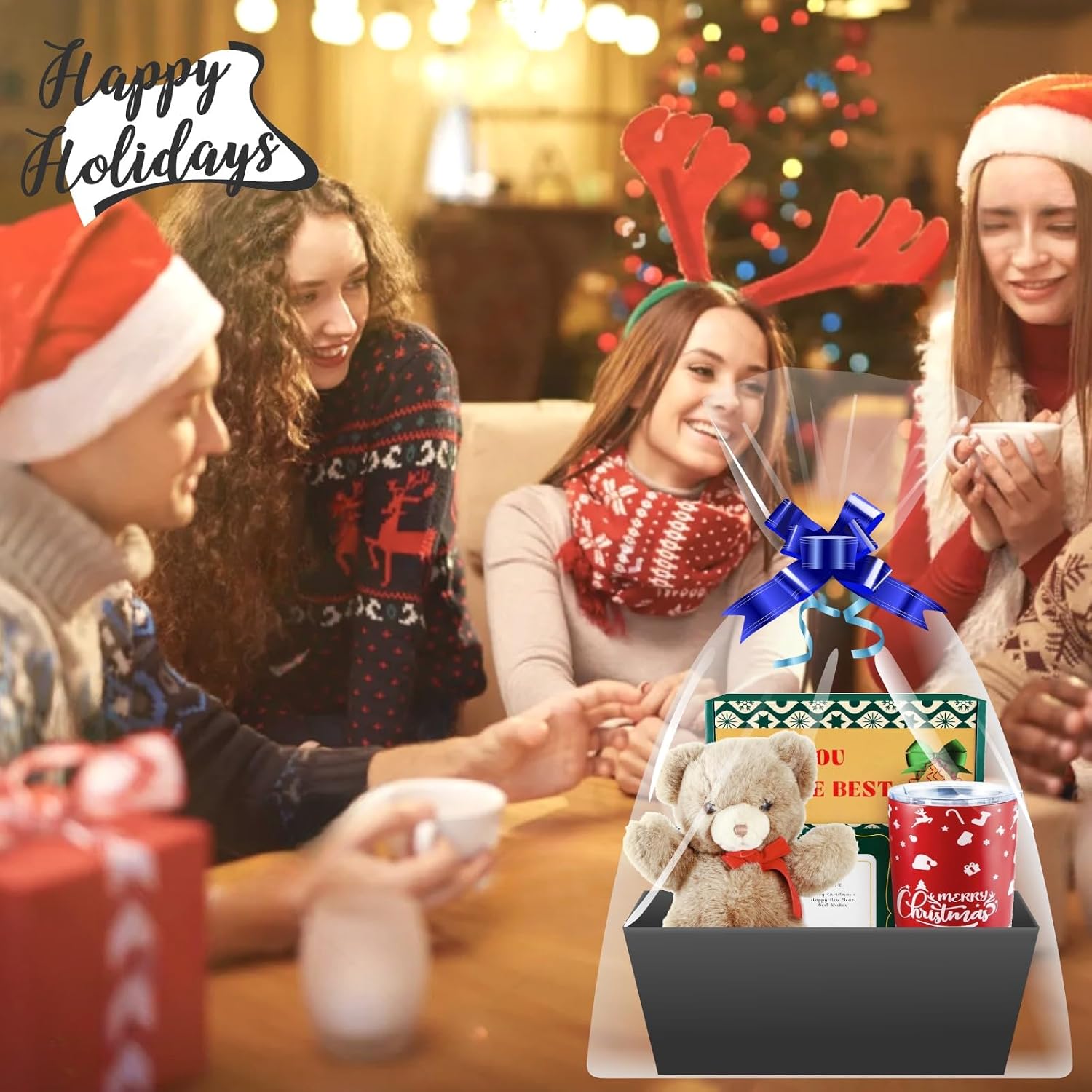 Gift Baskets Empty Set of 5 Black with Foil and Cardboard Bows – Bild 7
