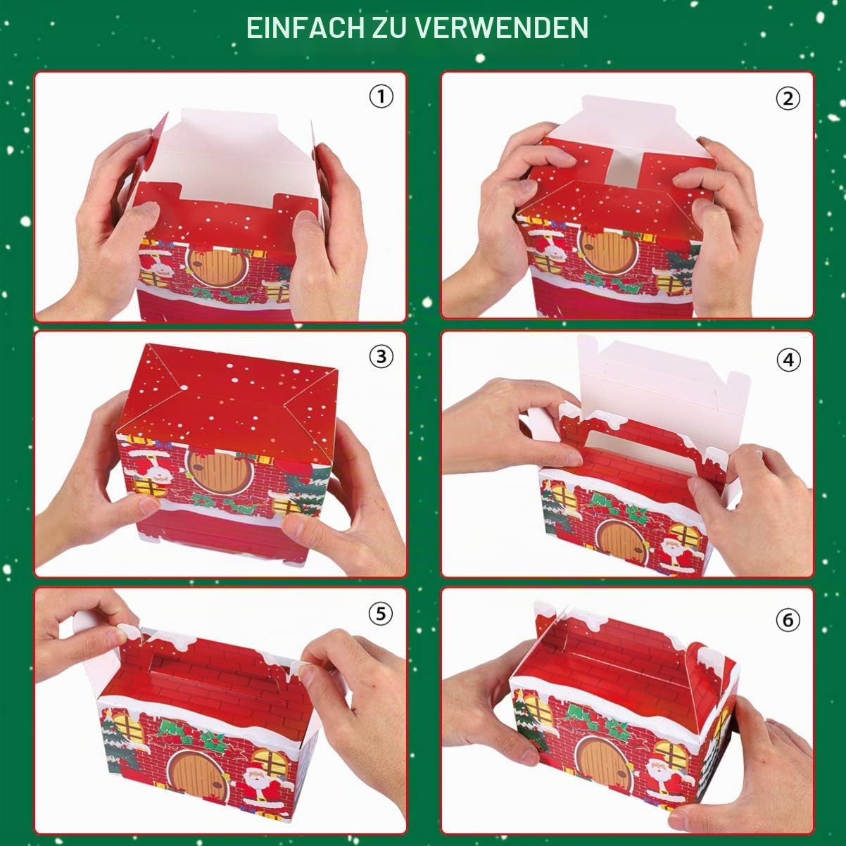 HEMOTON Christmas Party Gift Boxes 3D Christmas House Cardboard Gift Box Cardboard Gift Box Candy Goodie Cookie Box for Holiday Treats 15.5 x 9 x 9 cm – Bild 6